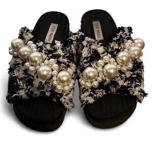 Steve Madden Black and White Embellished Sandals